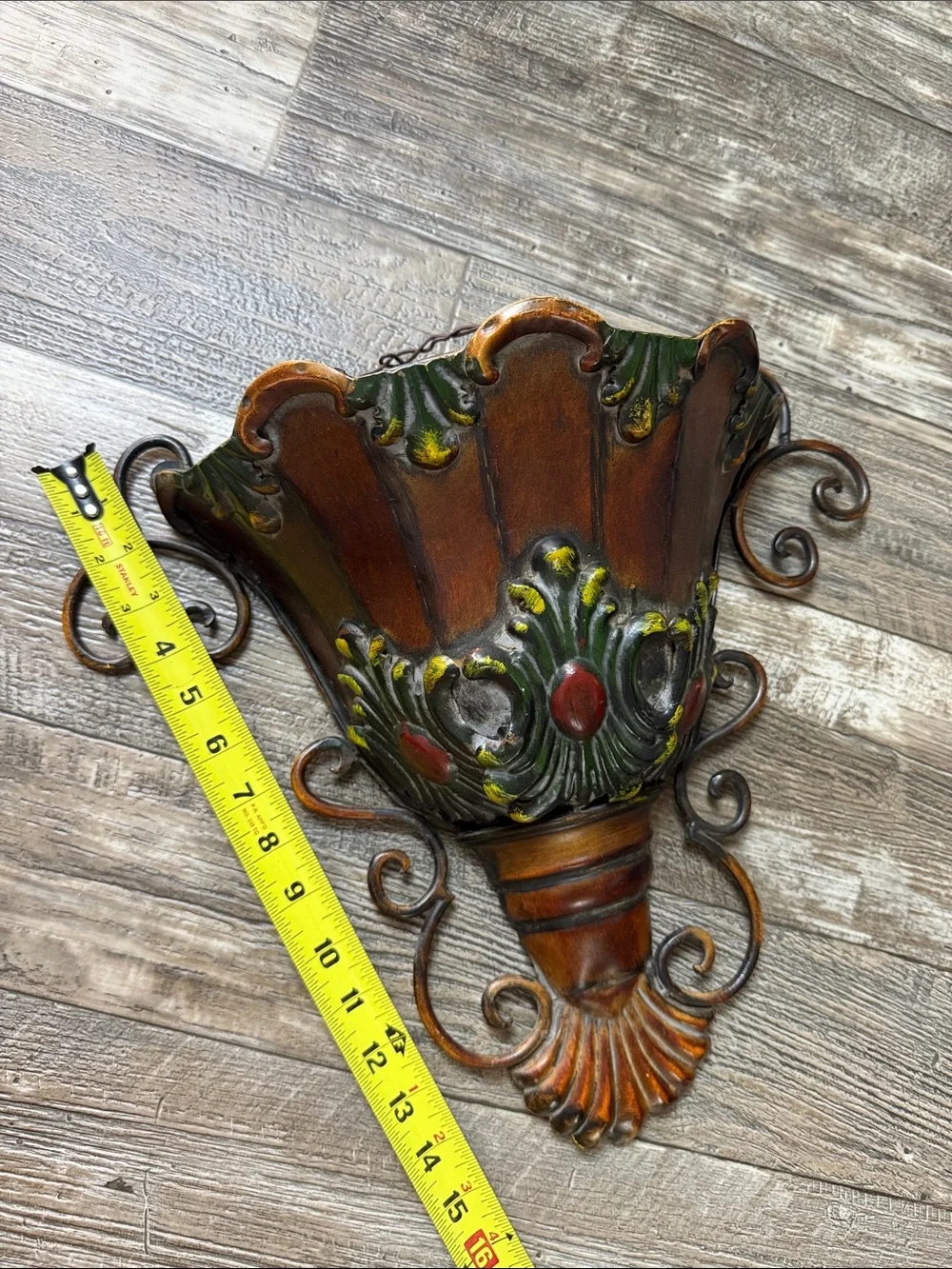 Decorative Brown and Green Resin Wall Sconce Planter